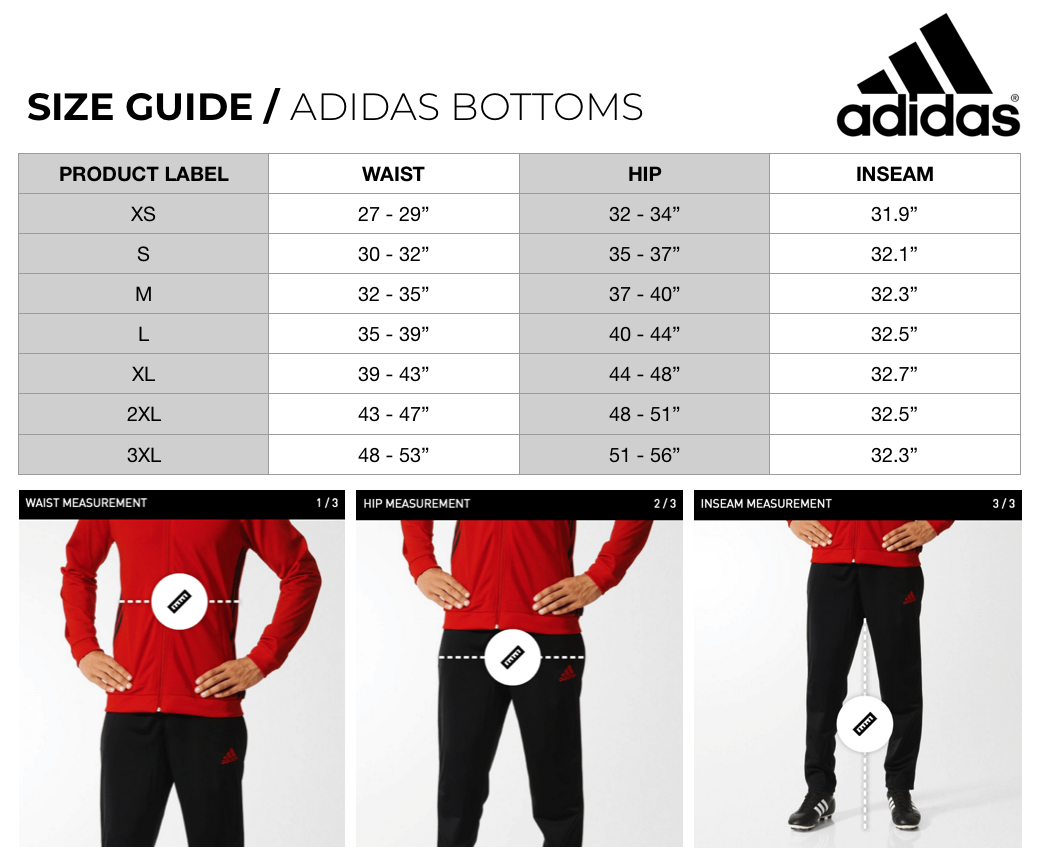adidas golf trousers size guide