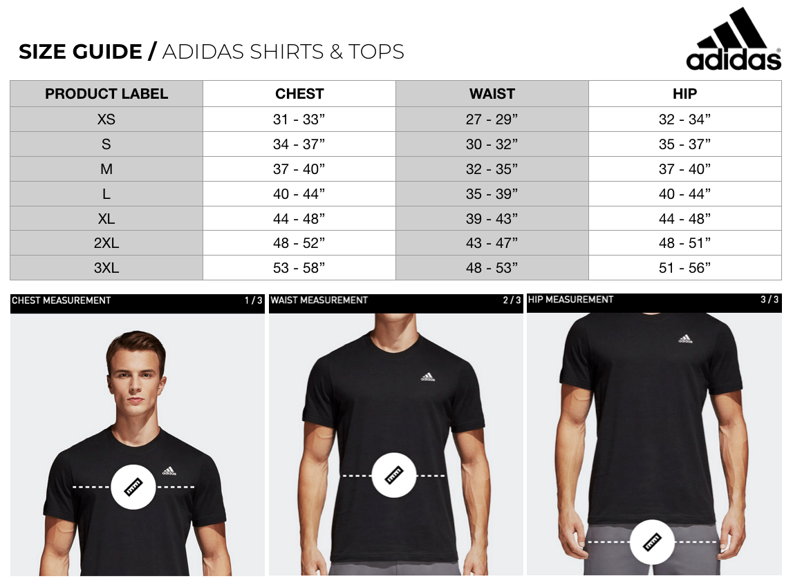 adidas polo t shirt size chart