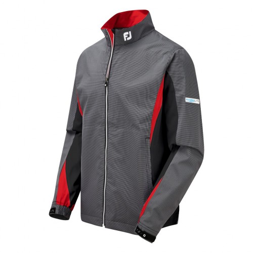 FootJoy Golf Hydrolite Mens Waterproof Jacket ((Full Zip) Black Check/Red)