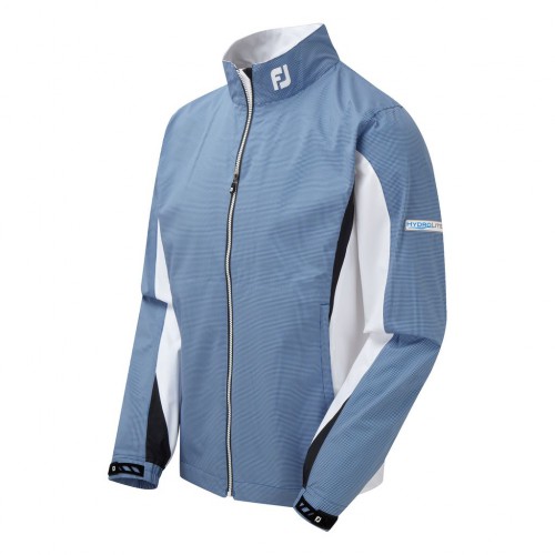 FootJoy Golf Hydrolite Mens Waterproof Jacket ((Full Zip) Cadet Blue Check/White)