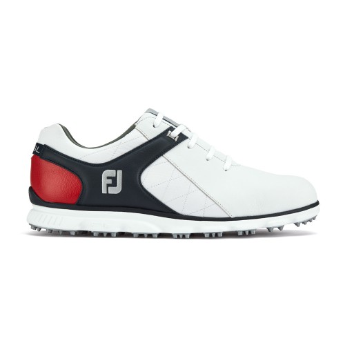 FootJoy Pro SL Waterproof Leather Mens Spikeless Golf Shoes (White/Navy/Red)