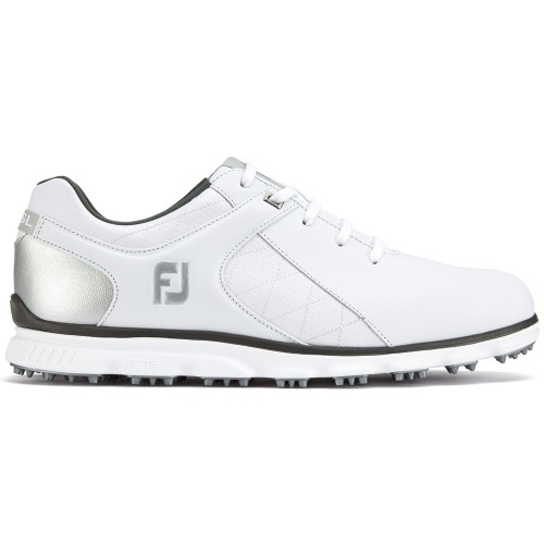 FootJoy Pro SL Waterproof Leather Mens Spikeless Golf Shoes (White/Silver)
