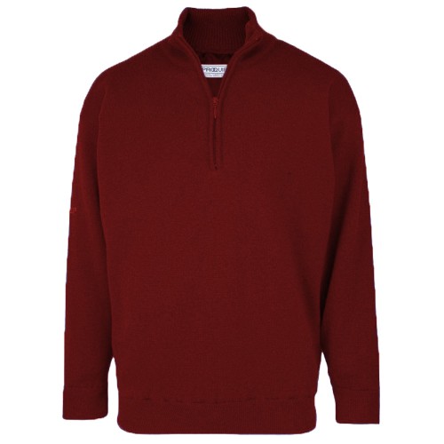 Proquip Golf Lined Windproof Mens 1/2 Zip Lambswool Sweater  - Bordeaux