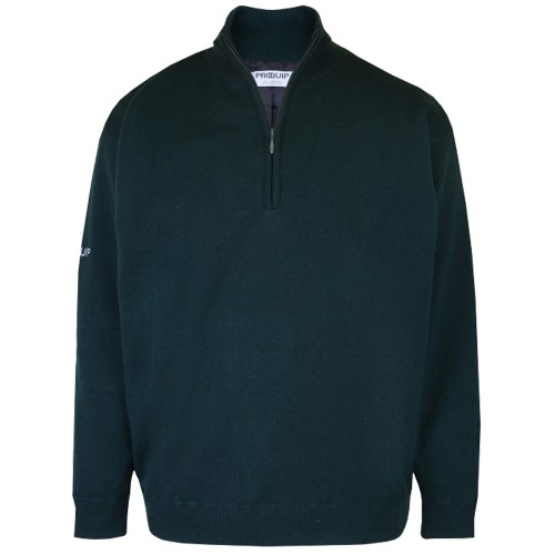 Proquip Golf Lined Windproof Mens 1/2 Zip Lambswool Sweater (Tartan Green)