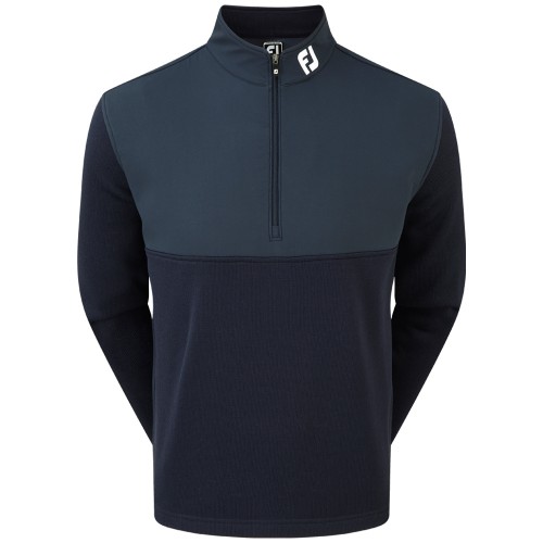 FootJoy Golf Chillout Xtreme Hybrid Mens Sweater - Athletic Fit (Heather Marine/Black)