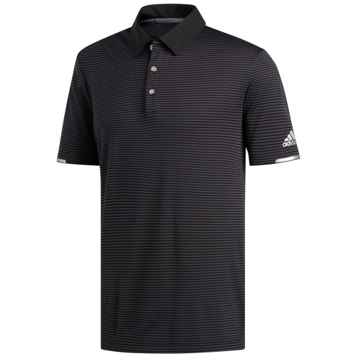 adidas Golf Climachill Tonal Stripe Mens Short Sleeve Polo Shirt (Black)