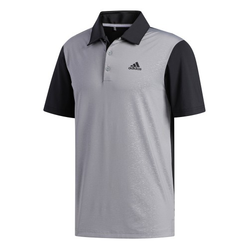 adidas Golf Ultimate 365 Camo Embossed Mens Short Sleeve Polo Shirt (Black/Grey)