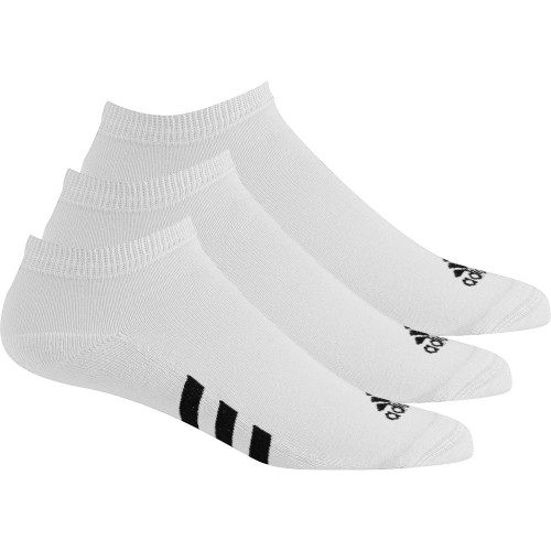 adidas Golf No Show Performance Stripe Mens Socks - 3 Pack (White)