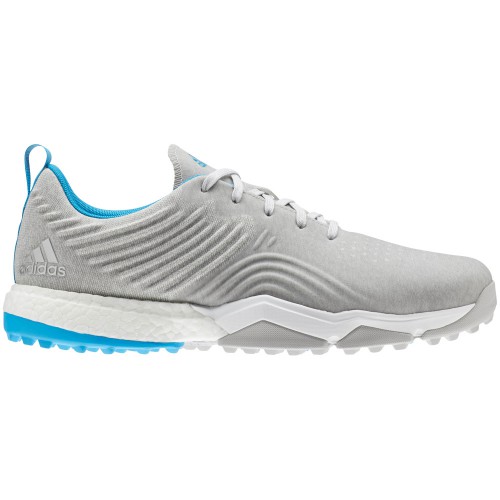 Adidas AdiPower 4ORGED S Water-Repellent Mens Golf Shoes - Wide Fit  - Grey Two/White/Cyan