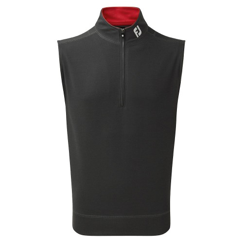 FootJoy Golf Spun Poly 1/2 Zip Mens Vest (Charcoal/Red)