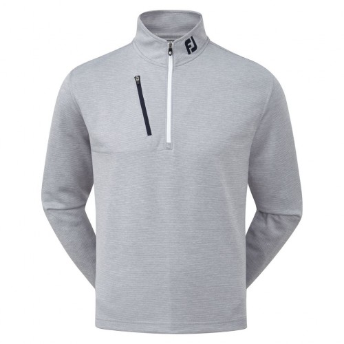 FootJoy Golf Heather Pinstripe Chillout 1/4 Zip Mens Sweater - Athletic Fit (Heather Grey)