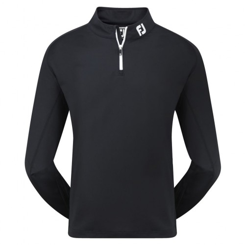 FootJoy Mens Chillout Golf Pullover Sweater 1/4 Zip - Athletic Fit (Black)