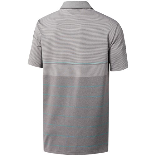 adidas Golf Ultimate 365 Heather Stripe Mens Short Sleeve Polo Shirt  - Grey/True Green