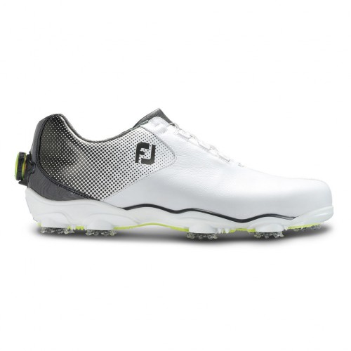 FootJoy DNA Helix Waterproof Leather Mens Golf Shoes (BOA - White/Silver)