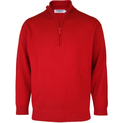 Proquip Golf Lambswool Zip Neck Mens Sweater (Dubonnet)