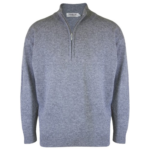 Proquip Golf Lambswool Zip Neck Mens Sweater (Grey)