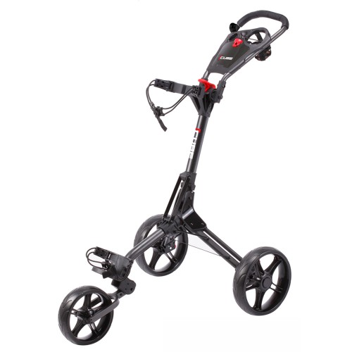 CUBE 3 WHEEL COMPACT PUSH PULL GOLF TROLLEY CART - FREE UMBRELLA HOLDER & TRAVEL COVER