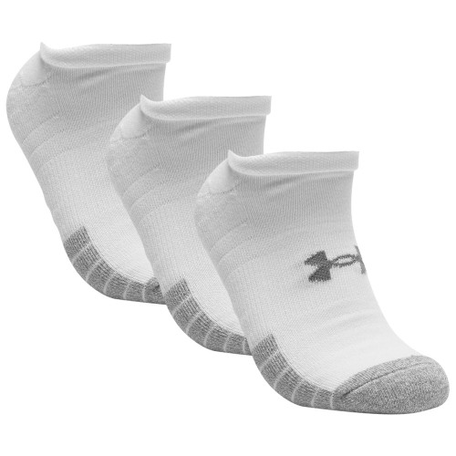 Under Armour HeatGear Tech No Show Mens Golf Socks - 3 Pack (White)