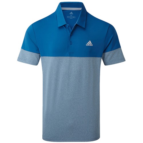 adidas Golf Ultimate 2.0 Heather Blocked Short Sleeve Mens Polo Shirt (Dark Marine)