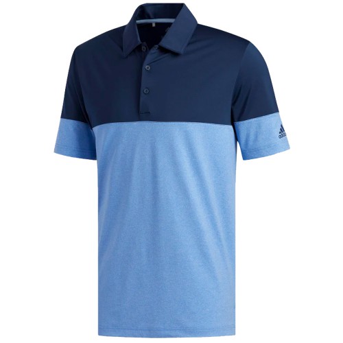 adidas Golf Ultimate 2.0 Heather Blocked Short Sleeve Mens Polo Shirt (S/L True Blue)