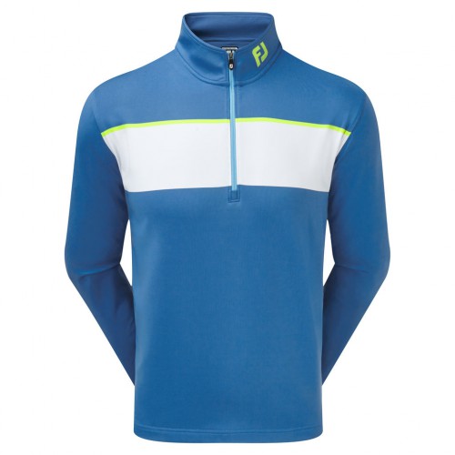 FootJoy Golf Jersey Chest Stripe Chillout Mens Sweater (Blue Marlin/White/Citrus)