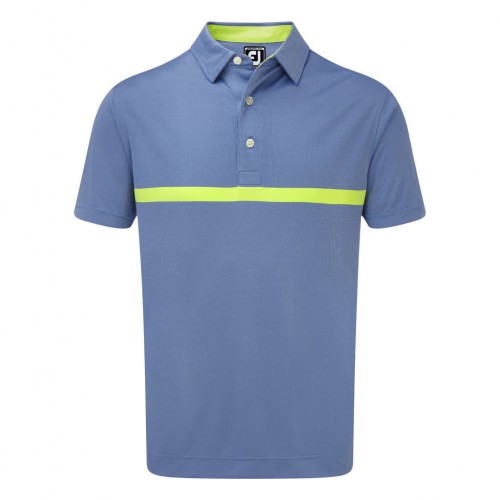 FootJoy Golf Engineered Nailhead Jacquard Mens Polo Shirt (Blue Marlin/Citrus)