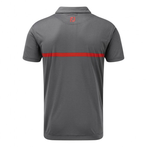 FootJoy Golf Engineered Nailhead Jacquard Mens Polo Shirt  - Navy/Scarlet