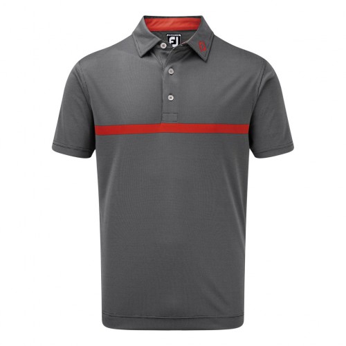 FootJoy Golf Engineered Nailhead Jacquard Mens Polo Shirt (Navy/Scarlet)
