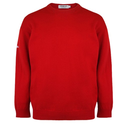 PROQUIP Golf Mens Crew-Neck Lambswool Sweater (Dubonnet/Autumn Red)