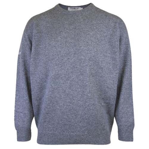 PROQUIP Golf Mens Crew-Neck Lambswool Sweater (Grey)