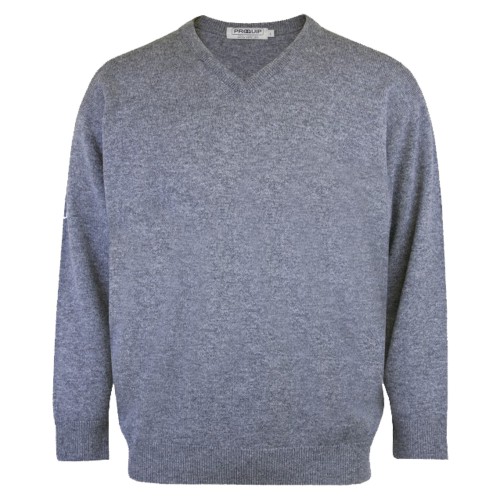 PROQUIP Golf Mens V-Neck Lambswool Sweater (Grey)
