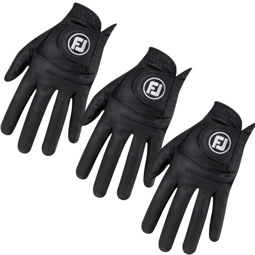 FootJoy Weathersof 3 Pack Mens Golf Gloves Left Hand (Black)