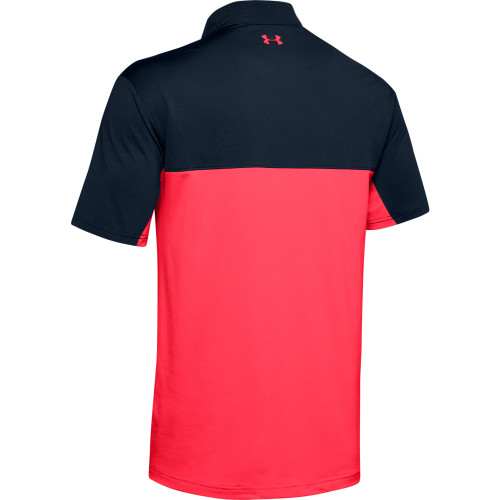 Under Armour Mens Colorblock Golf Polo Shirt  - Academy/Pink