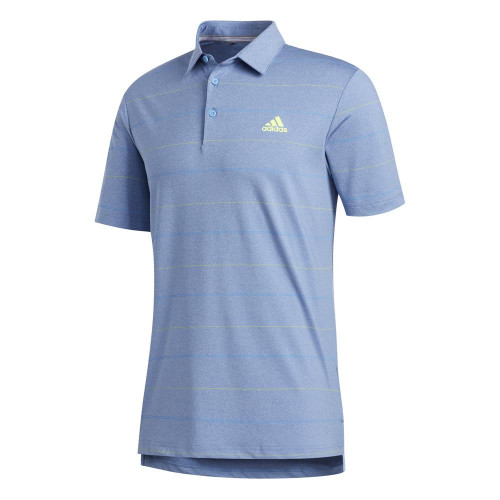 adidas Golf Ultimate Heather Stripe Mens Polo Shirt (Trace Royal/Solar Yellow)