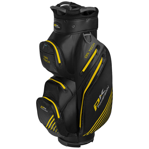 PowaKaddy Dri-Tech 14 Way Waterproof Cart Bag (Black/Gunmetal/Yellow)
