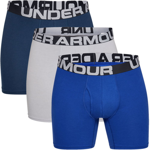 Under Armour Charged Cotton 6" Boxerjock 3 Mens Boxer Shorts  - Royal/Academy/Grey