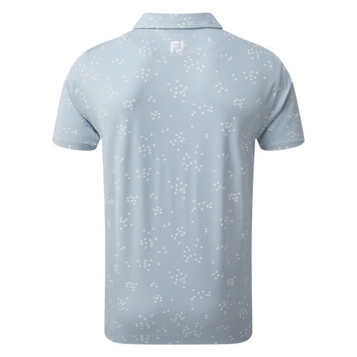 FootJoy Golf Lisle Flock of Birds Print Mens Polo Shirt  - Blue Fog/White