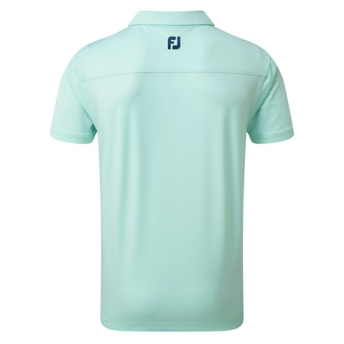 FootJoy Golf Lisle Solid with Contrast Trim Mens Polo Shirt  - Mint/Blue