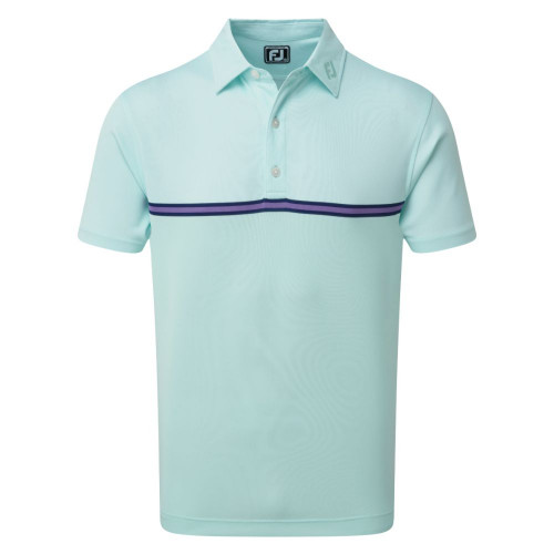 FootJoy Golf Jacquard Top Colour Block Mens Polo Shirt (Blue/White)