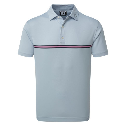 FootJoy Golf Jacquard Top Colour Block Mens Polo Shirt (Blue)