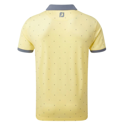 FootJoy Golf Birdseye Argyle Print with Knit Collar Polo Shirt  - Yellow/White/Slate