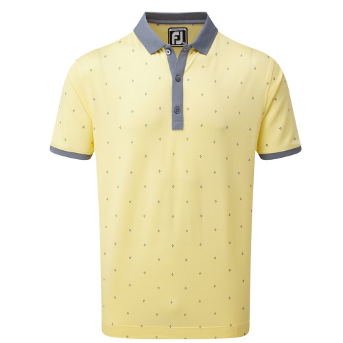 FootJoy Golf Birdseye Argyle Print with Knit Collar Polo Shirt (Yellow/White/Slate)