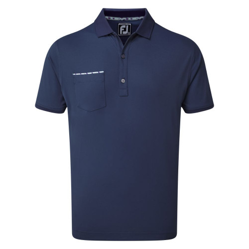 FootJoy Golf Floral Print Trim Mens Polo Shirt  - Blue