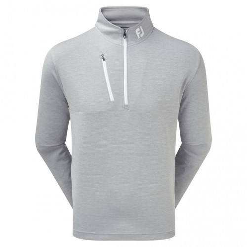 FootJoy Golf Heather Pinstripe Chill-Out Mens Pullover  - Heather Grey/White