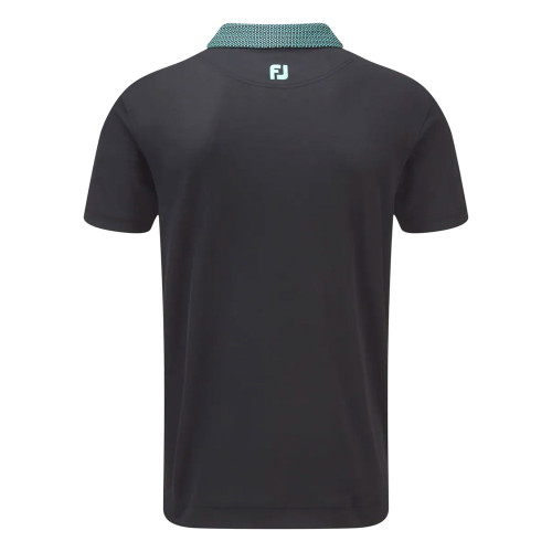 FootJoy Mens Smooth Pique Woven Button Collar Golf Polo Shirt  - Black