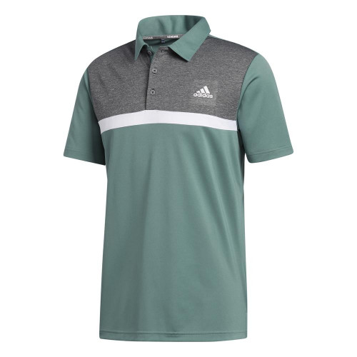 adidas Golf Mens Novelty Colourblock Polo Shirt (Tech Emerald / Black Melange)