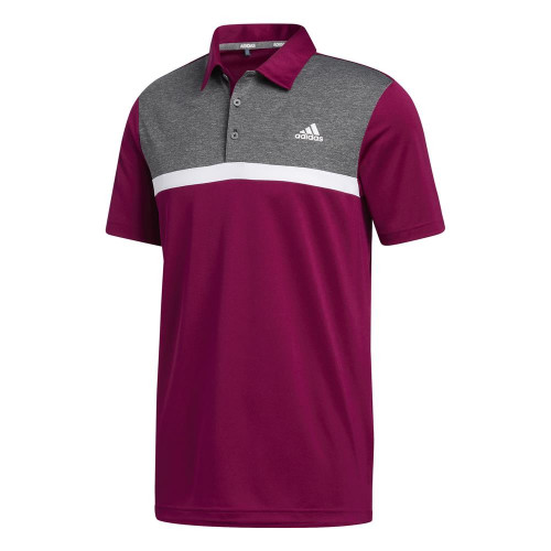adidas Golf Mens Novelty Colourblock Polo Shirt  - Power Berry / Black Melange