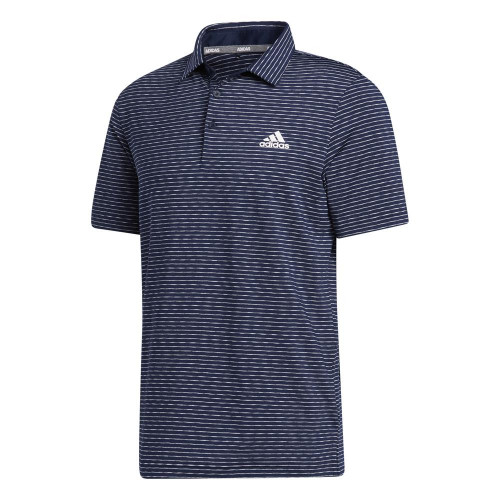 adidas Golf Mens Ultimate365 Space Dye Stripe Polo Shirt (Collegiate Navy / White / Legacy Blue)