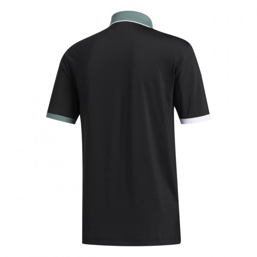 adidas Golf Ultimate365 3-Stripes Mens Polo Shirt  - Black / Tech Emerald / White