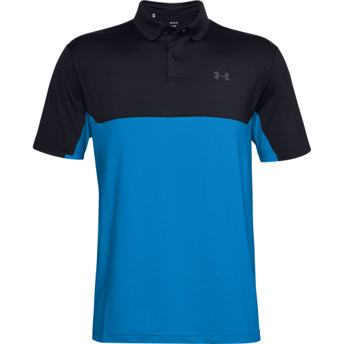 Under Armour Mens Colorblock Golf Polo Shirt (Black/Electric Blue)
